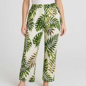 🆕 🌿Nina Parker x Macy’s Palm Leaf Tropical Wide Leg Pants Beach Chic Size 2X 🌿